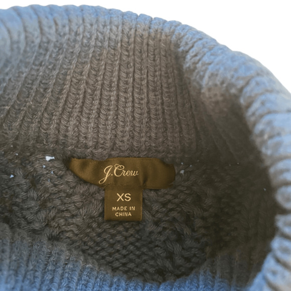 J. Crew Cable-Knit Mockneck Sweater Size XS Navy Blue 100% Cotton Fisherman Swea - Picture 2 of 5
